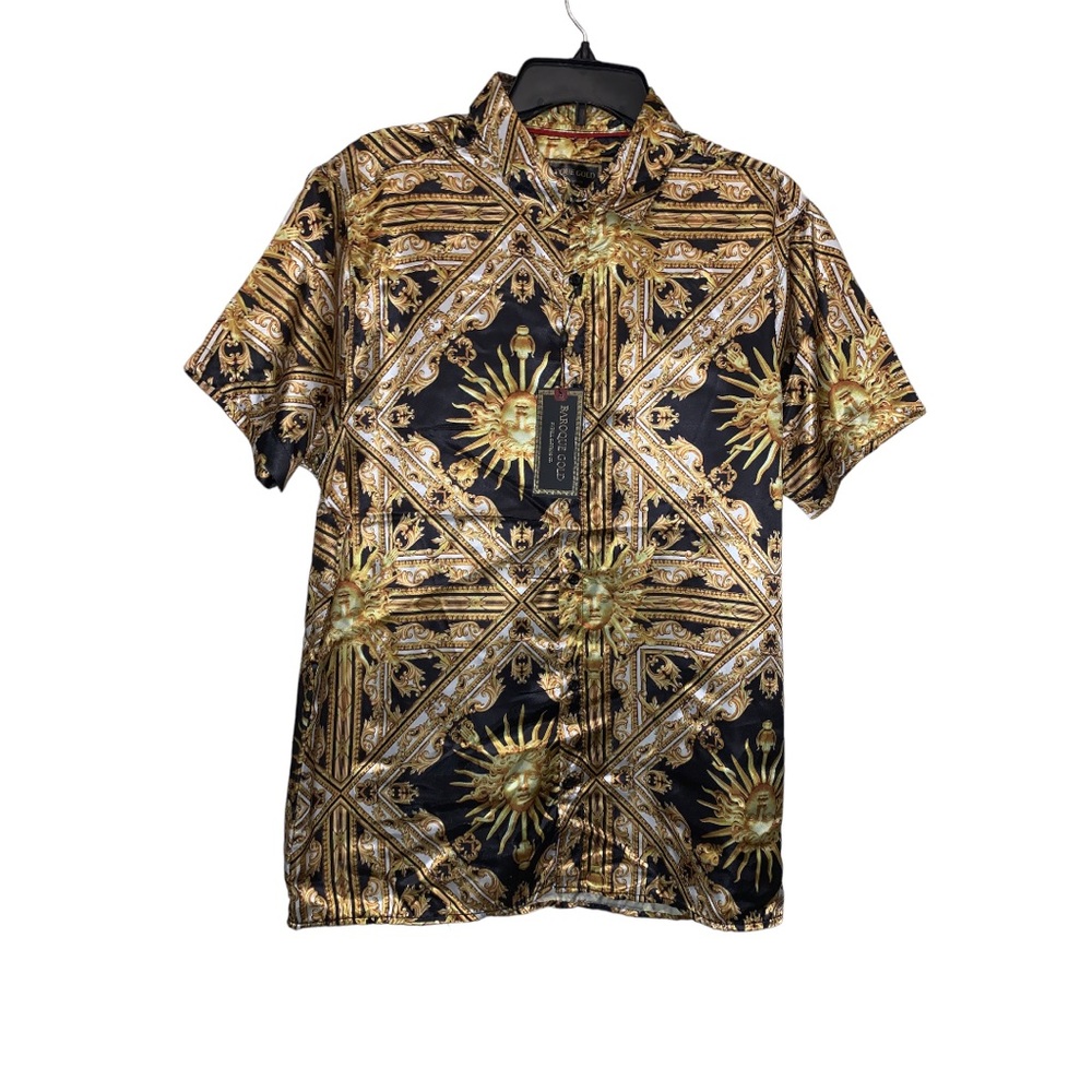 Baroque Gold Short-sleeve Men’s Dress Shirt, Size L